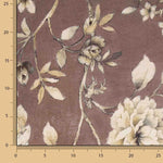 Toile de coton effet tissu de lin « Jardin romantique » mauve et taupe - Ribes y Casals