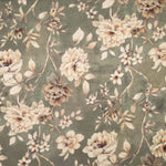 Toile de coton effet tissu de lin « Jardin romantique » vert olive - Ribes y Casals