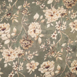 Toile de coton effet tissu de lin « Jardin romantique » vert olive - Ribes y Casals
