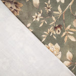 Toile de coton effet tissu de lin « Jardin romantique » vert olive - Ribes y Casals