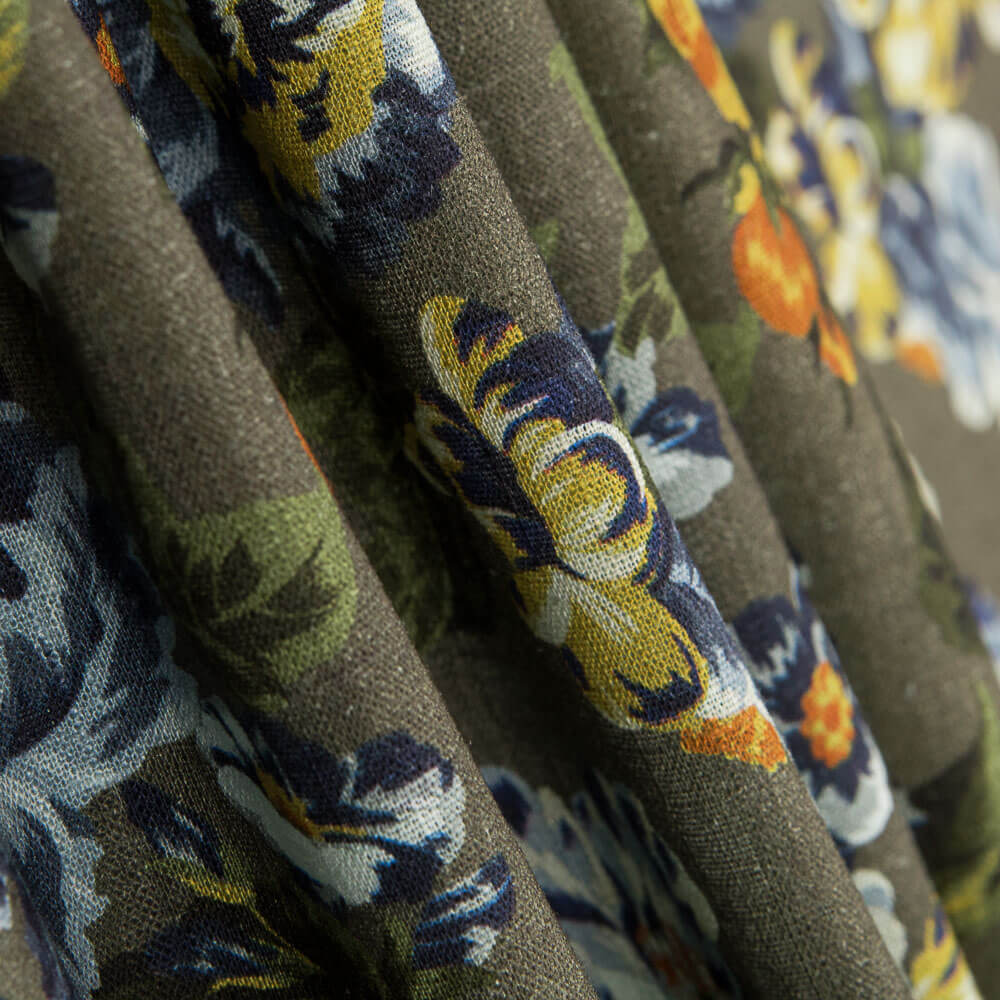 Viscose Floral Rustique Vert - Ribes y Casals