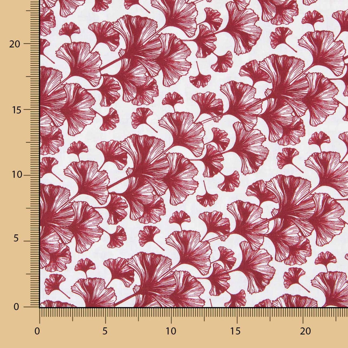 Drap Imprimé Ginkgo Grenat - Ribes y Casals