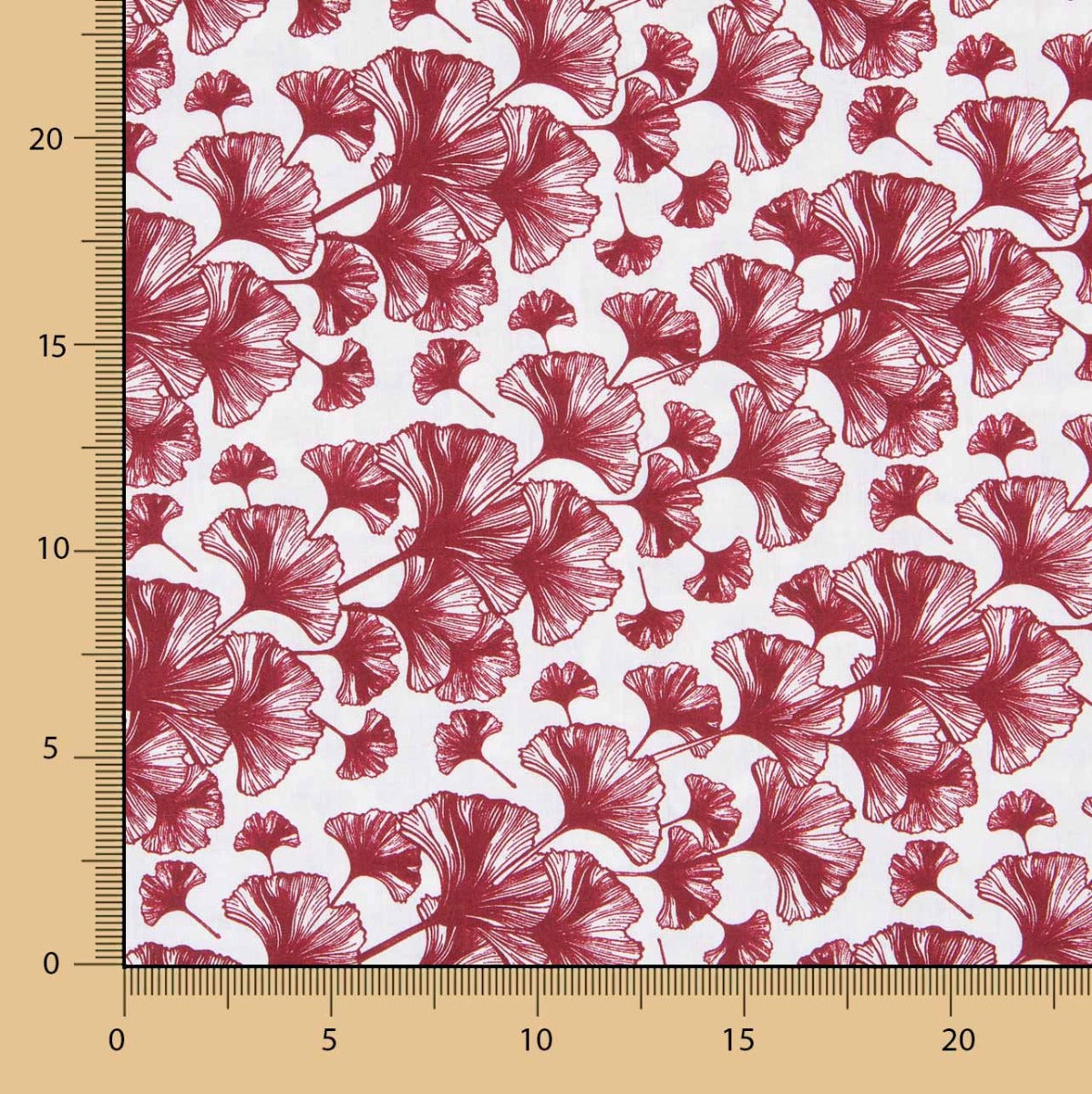 Drap Imprimé Ginkgo Grenat - Ribes y Casals