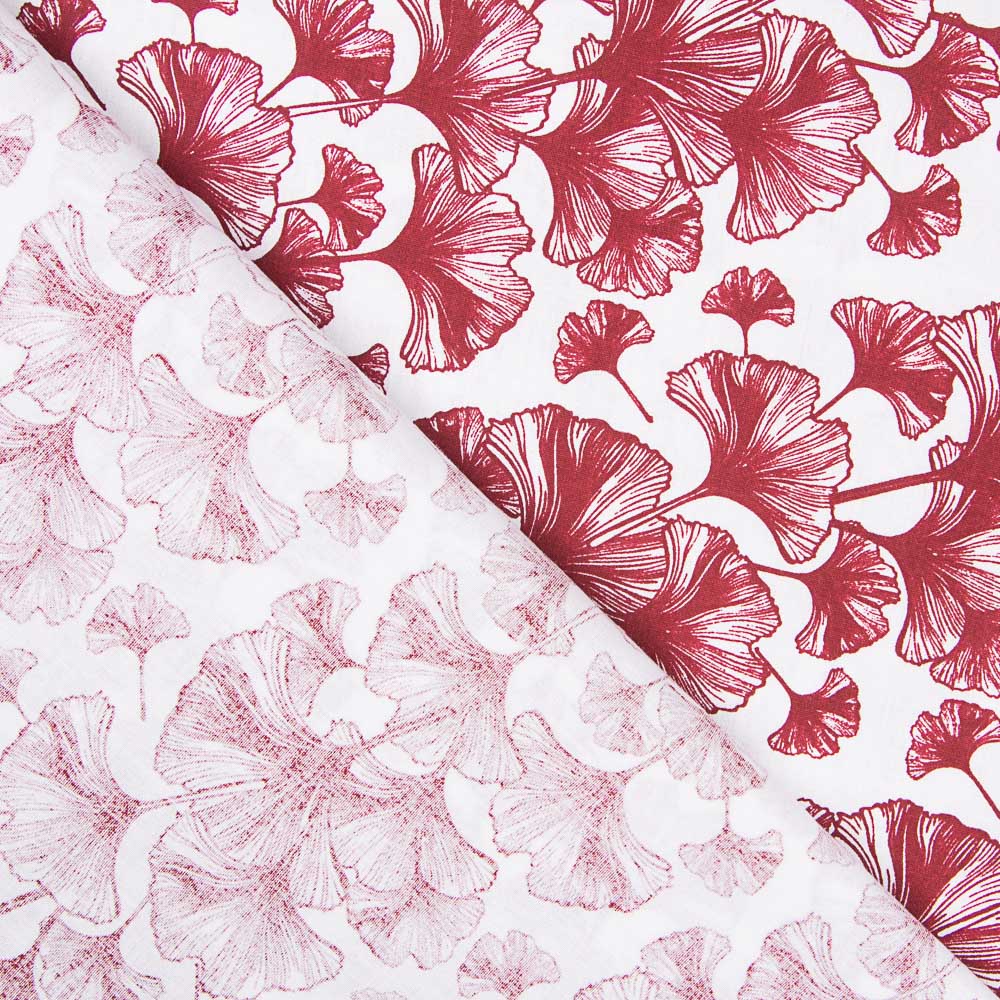 Drap Imprimé Ginkgo Grenat - Ribes y Casals
