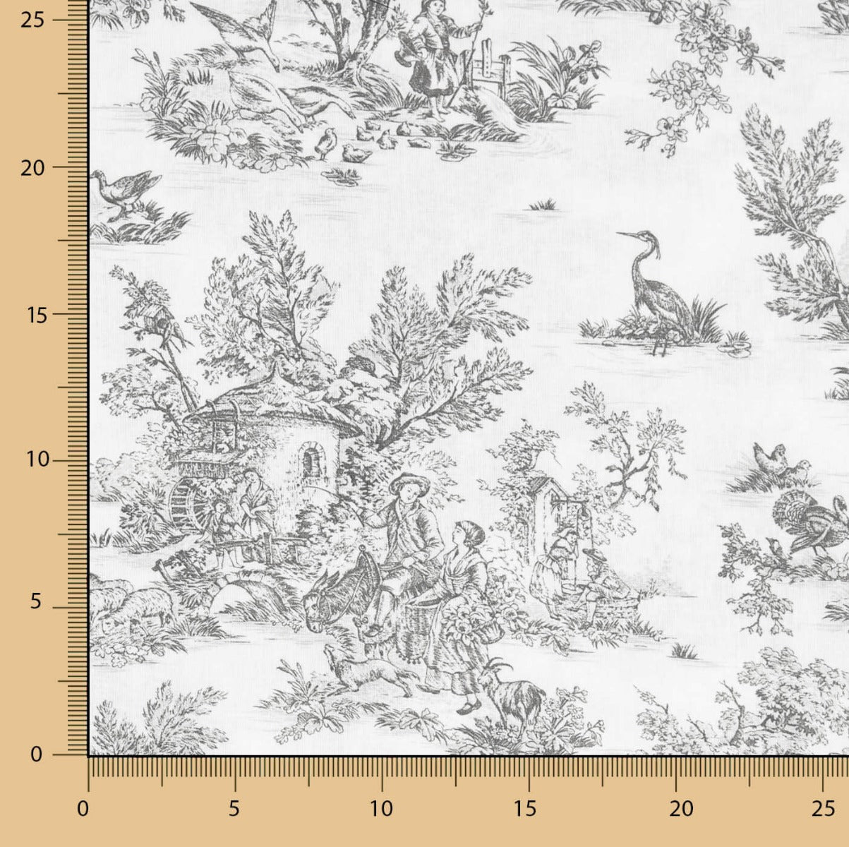 Drap Toile de Jouy Gris - Ribes y Casals