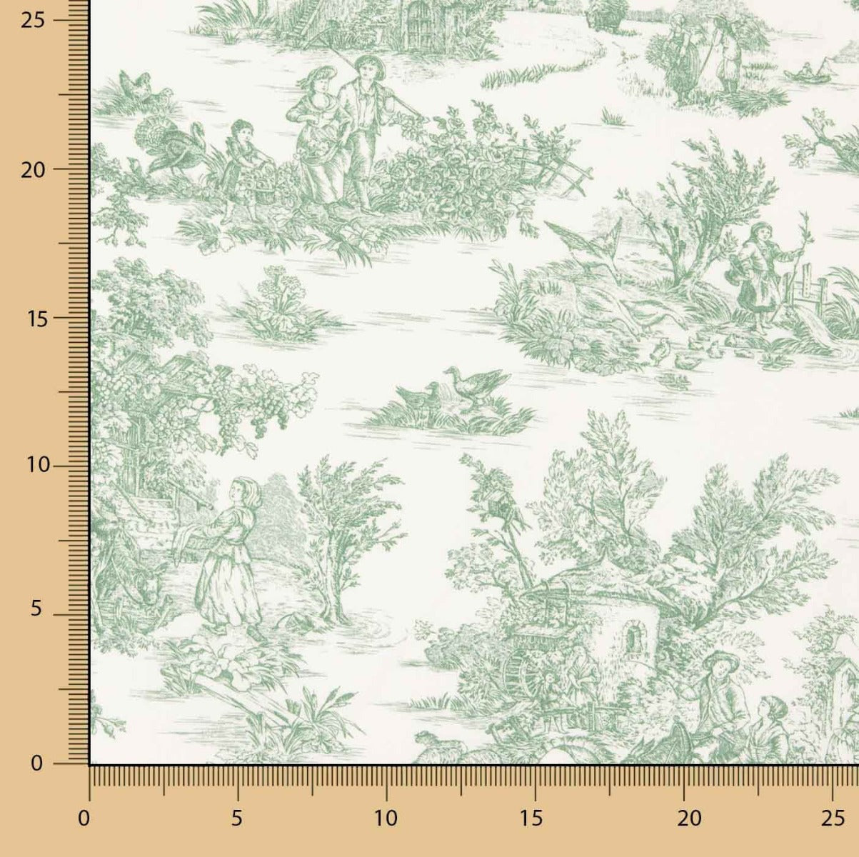 Tissu pour draps Toile de Jouy – Vert - Ribes y Casals