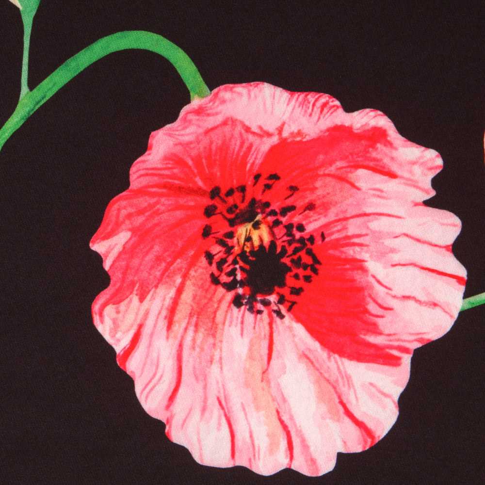 Sergé Bi-élastique Coquelicot Noir - Ribes y Casals