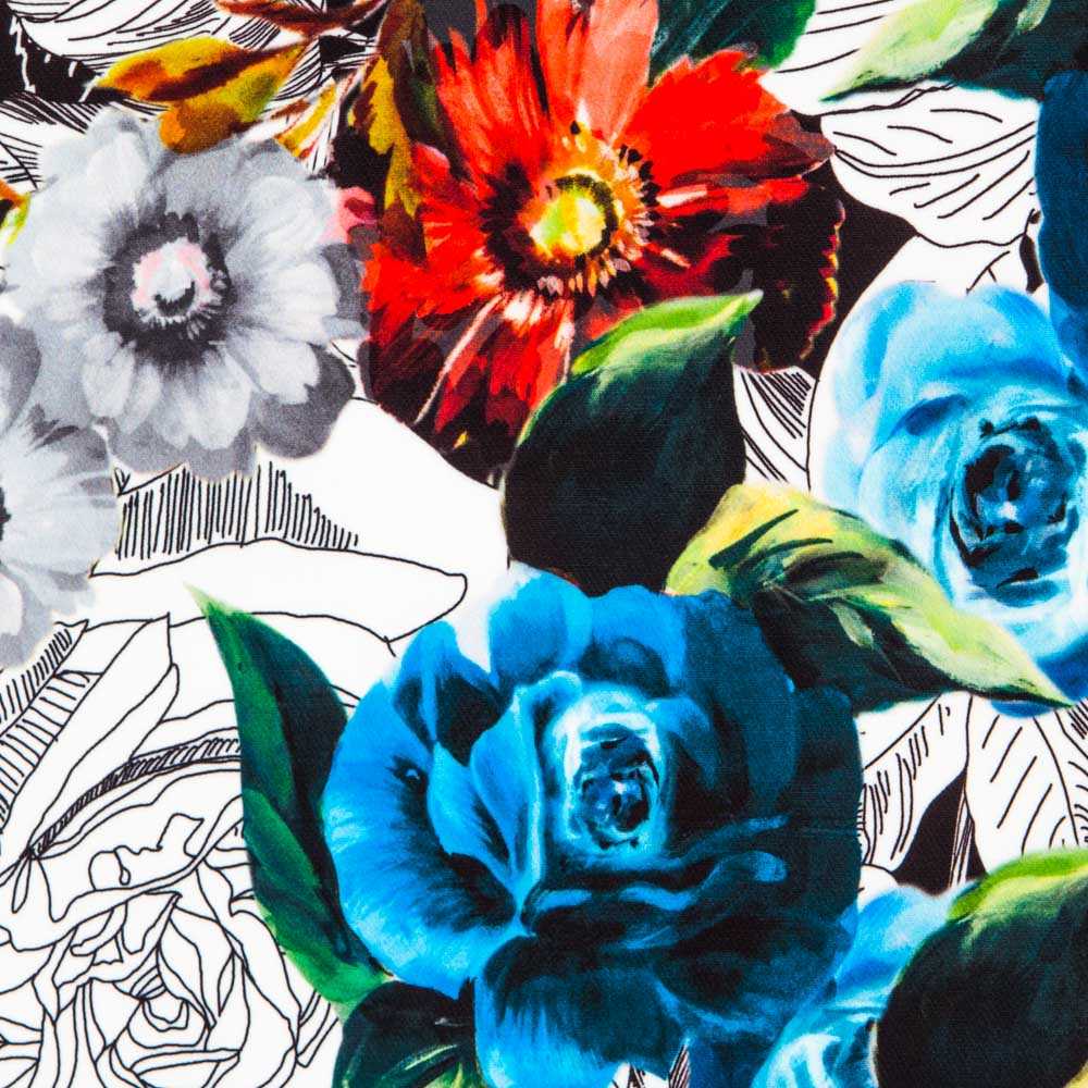 Sergé Biélastique Botanique Blue - Ribes y Casals