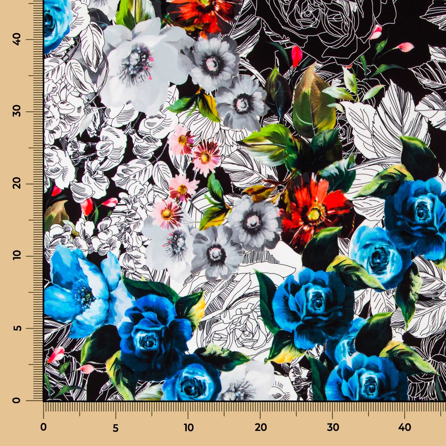 Sergé Biélastique Botanique Blue - Ribes y Casals