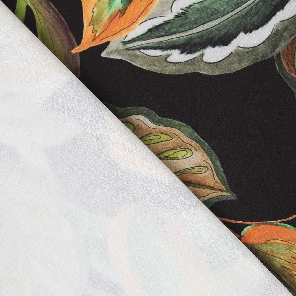 Sergé Biélastique Botanique Orange - Ribes y Casals