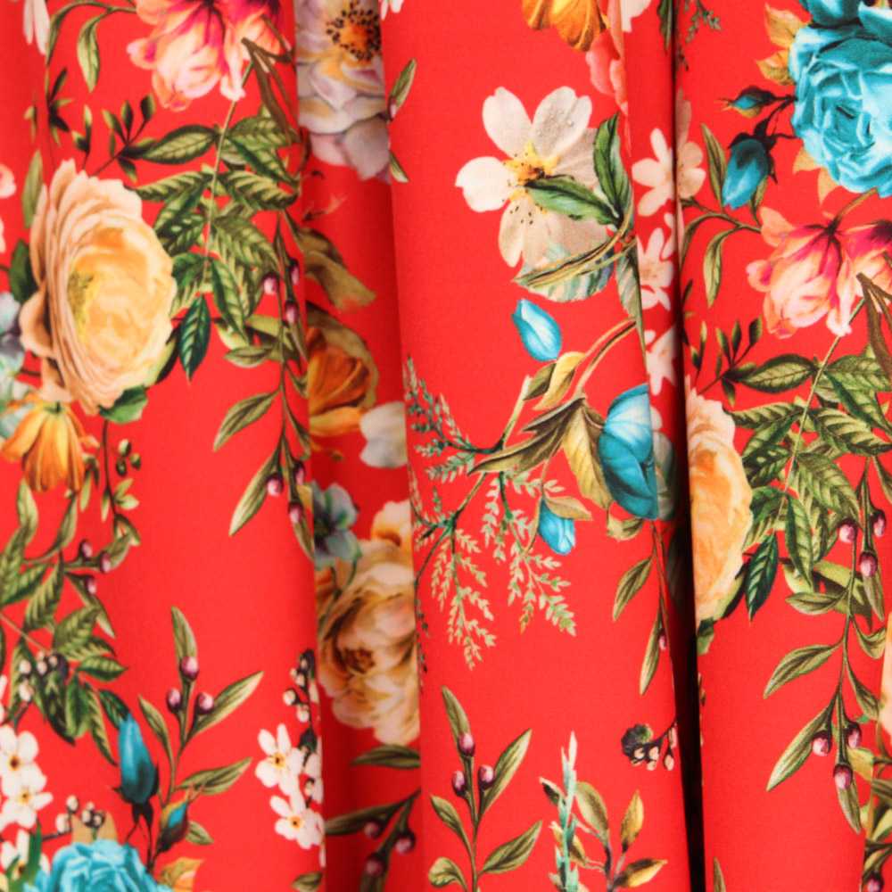 Sergé Bi-élastique Oeillets Rouge - Ribes y Casals