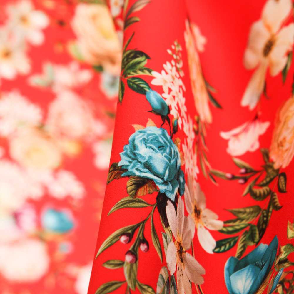 Sergé Bi-élastique Oeillets Rouge - Ribes y Casals