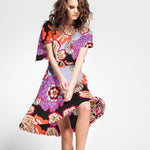 Sergé Bi-élastique Lila Fleurs Rétro - Ribes y Casals