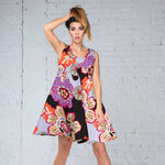 Sergé Bi-élastique Lila Fleurs Rétro - Ribes y Casals