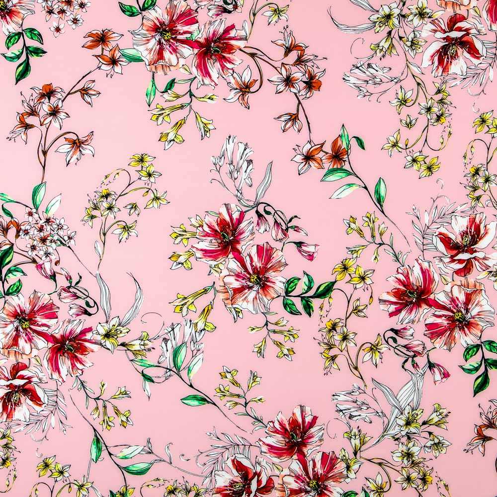 Sergé Biélastique Hibiscus Rose - Ribes y Casals