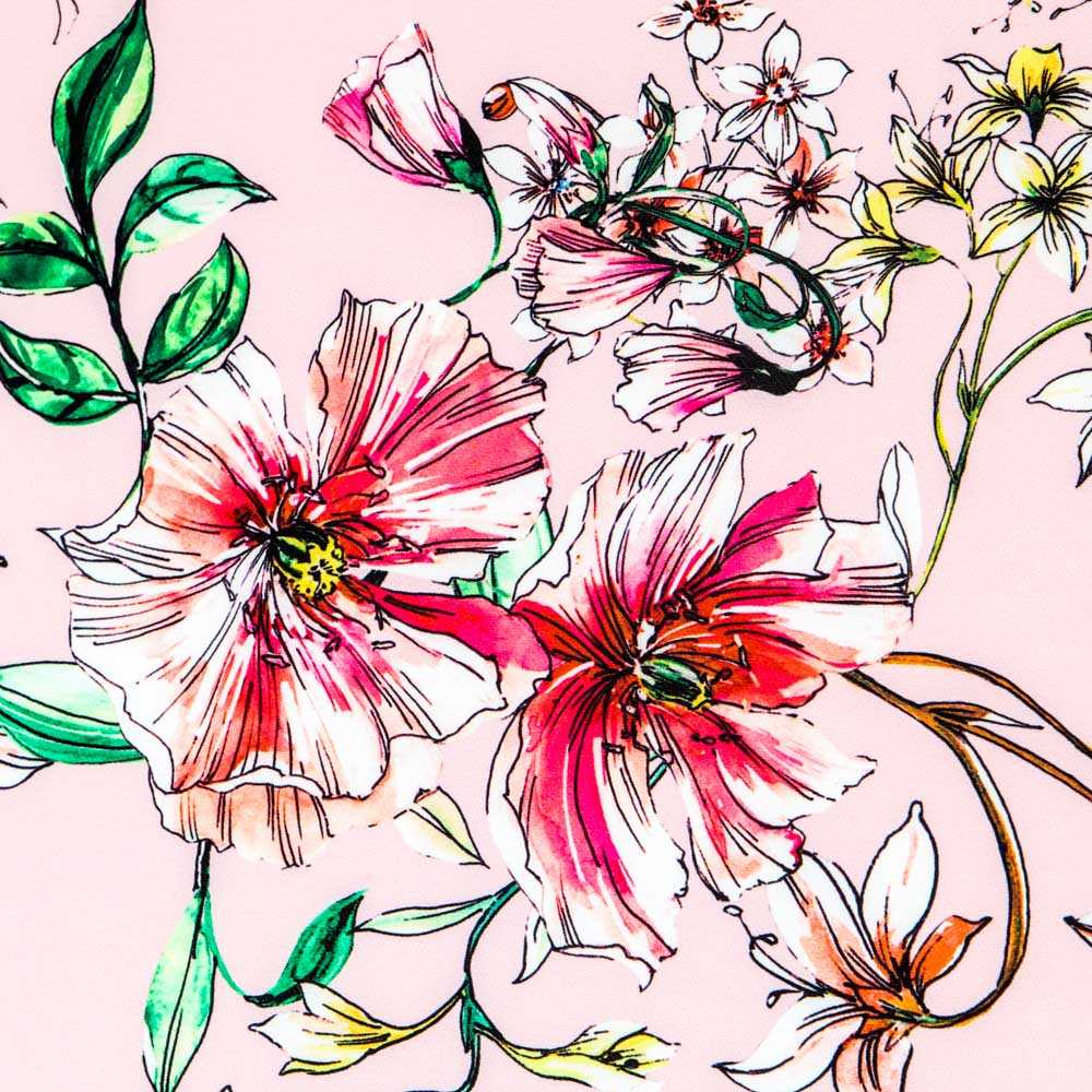 Sergé Biélastique Hibiscus Rose - Ribes y Casals