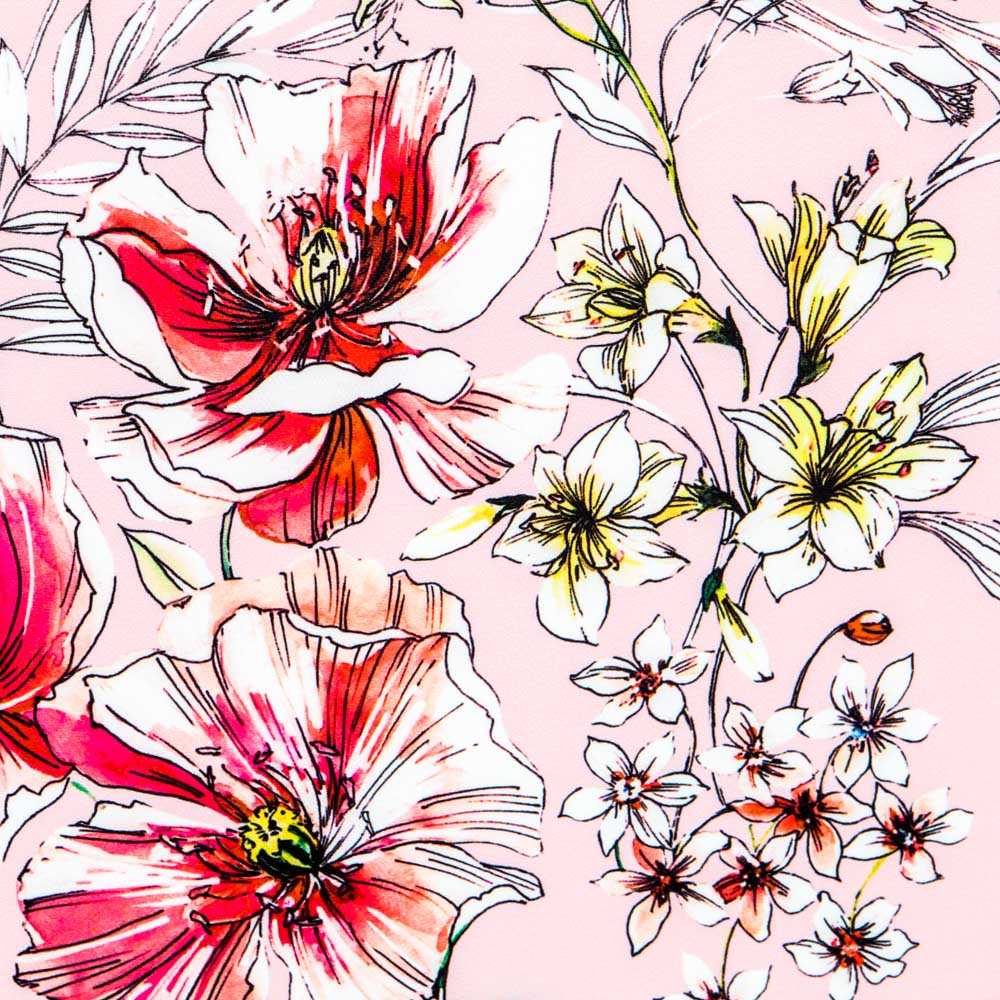 Sergé Biélastique Hibiscus Rose - Ribes y Casals