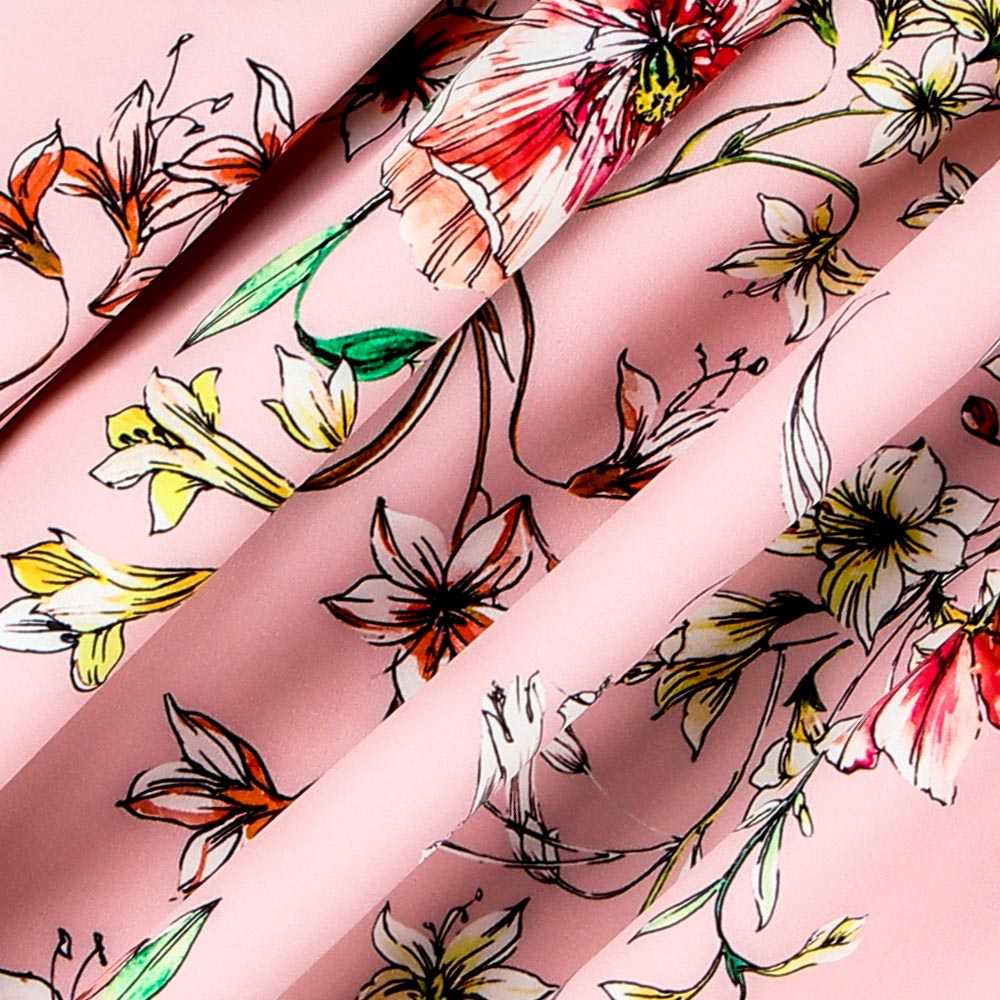 Sergé Biélastique Hibiscus Rose - Ribes y Casals