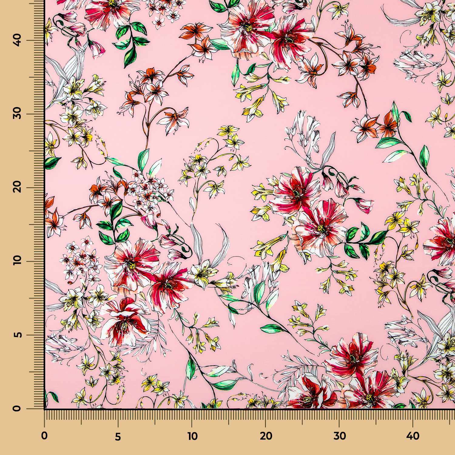 Sergé Biélastique Hibiscus Rose - Ribes y Casals