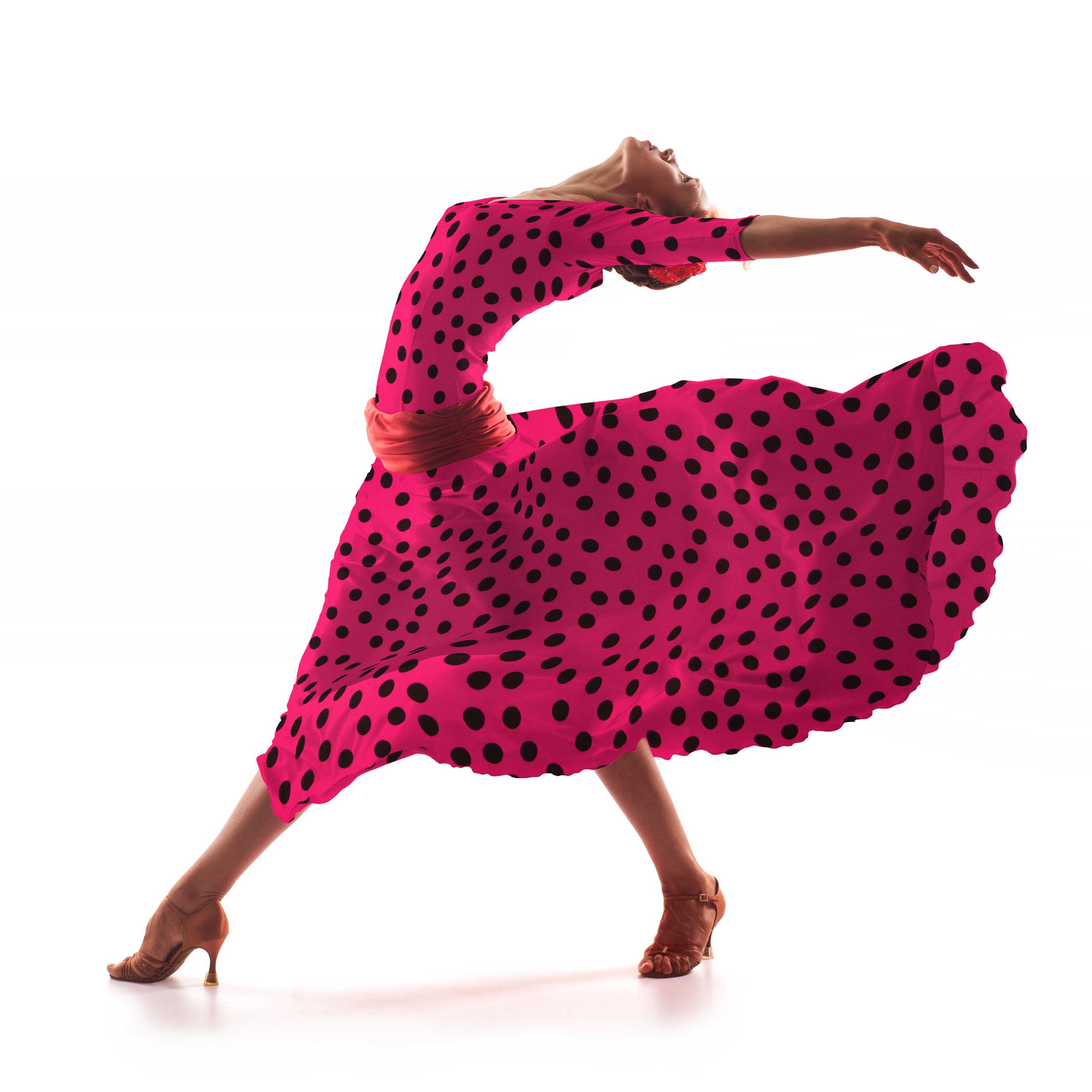 Sergé Bi-élastique Pois Fuchsia - Ribes y Casals