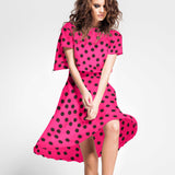 Sergé Bi-élastique Pois Fuchsia - Ribes y Casals