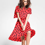 Sergé Bi-élastique Pois Rouge - Ribes y Casals