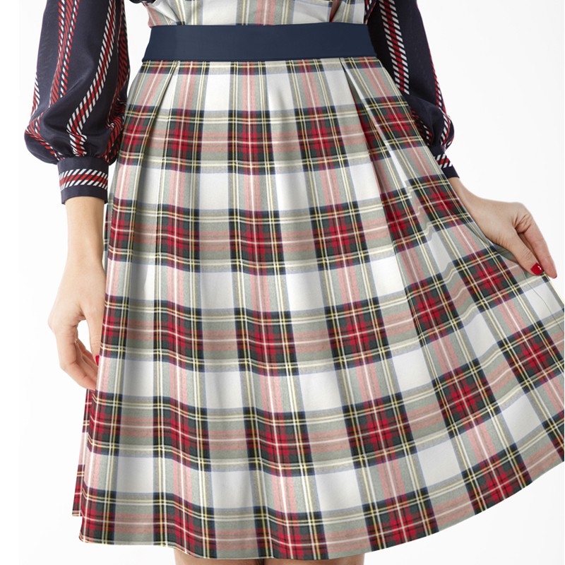 Sergé Écossais Grand Blanc Rouge - Ribes y Casals