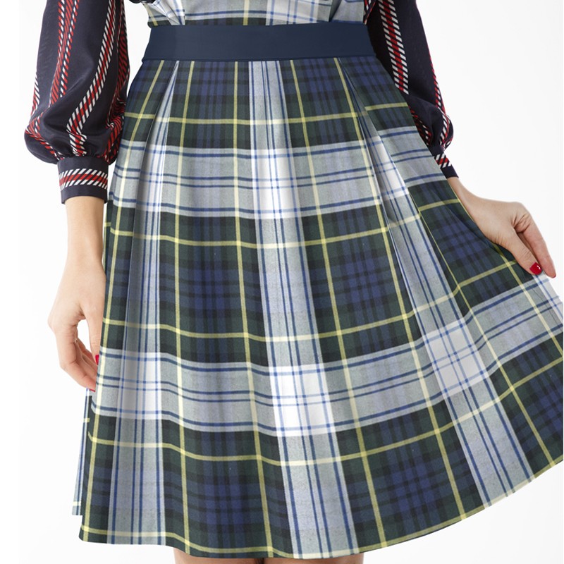 Sergé Carreaux Écossais Vert Bleu - Ribes y Casals