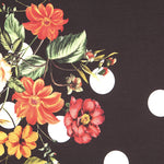 Sergé Stretch Fleurs y Pois Noir - Ribes y Casals