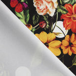 Sergé Stretch Fleurs y Pois Noir - Ribes y Casals