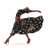 Sergé Stretch Fleurs y Pois Noir - Ribes y Casals