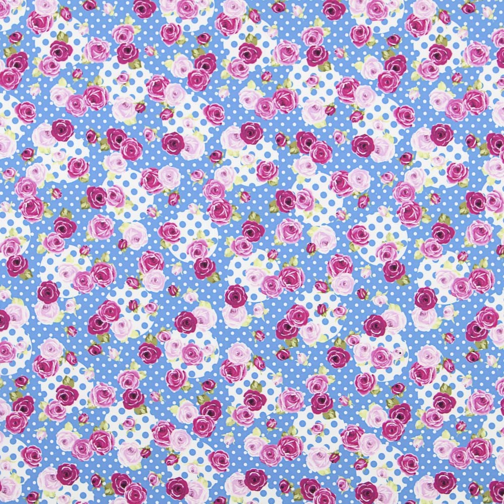 Sergé Élastique Flamenco Patchwork Bleu - Ribes y Casals