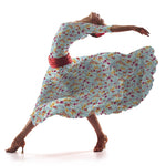 Sergé Élastique Fleuri Flamenca Aigue-marine - Ribes y Casals