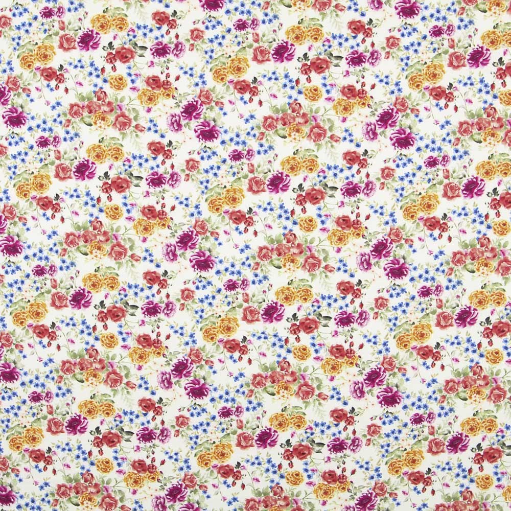 Sergé Élastique Fleuri Flamenca Écru - Ribes y Casals