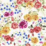 Sergé Élastique Fleuri Flamenca Écru - Ribes y Casals