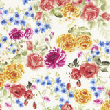 Sergé Élastique Fleuri Flamenca Écru - Ribes y Casals