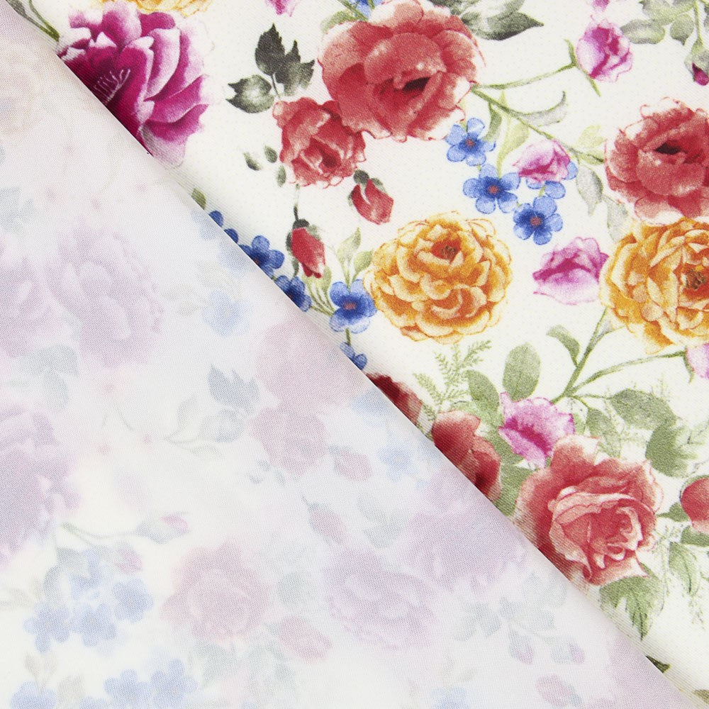 Sergé Élastique Fleuri Flamenca Écru - Ribes y Casals