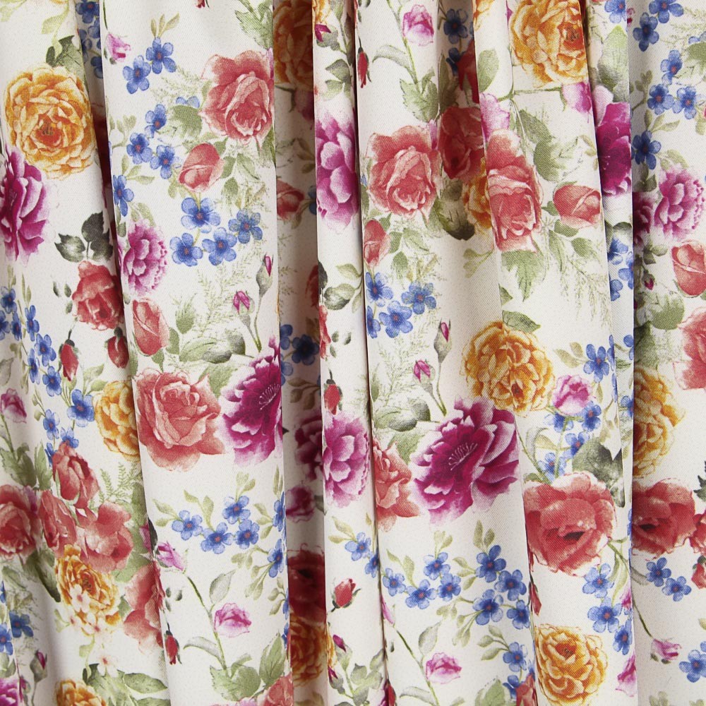 Sergé Élastique Fleuri Flamenca Écru - Ribes y Casals