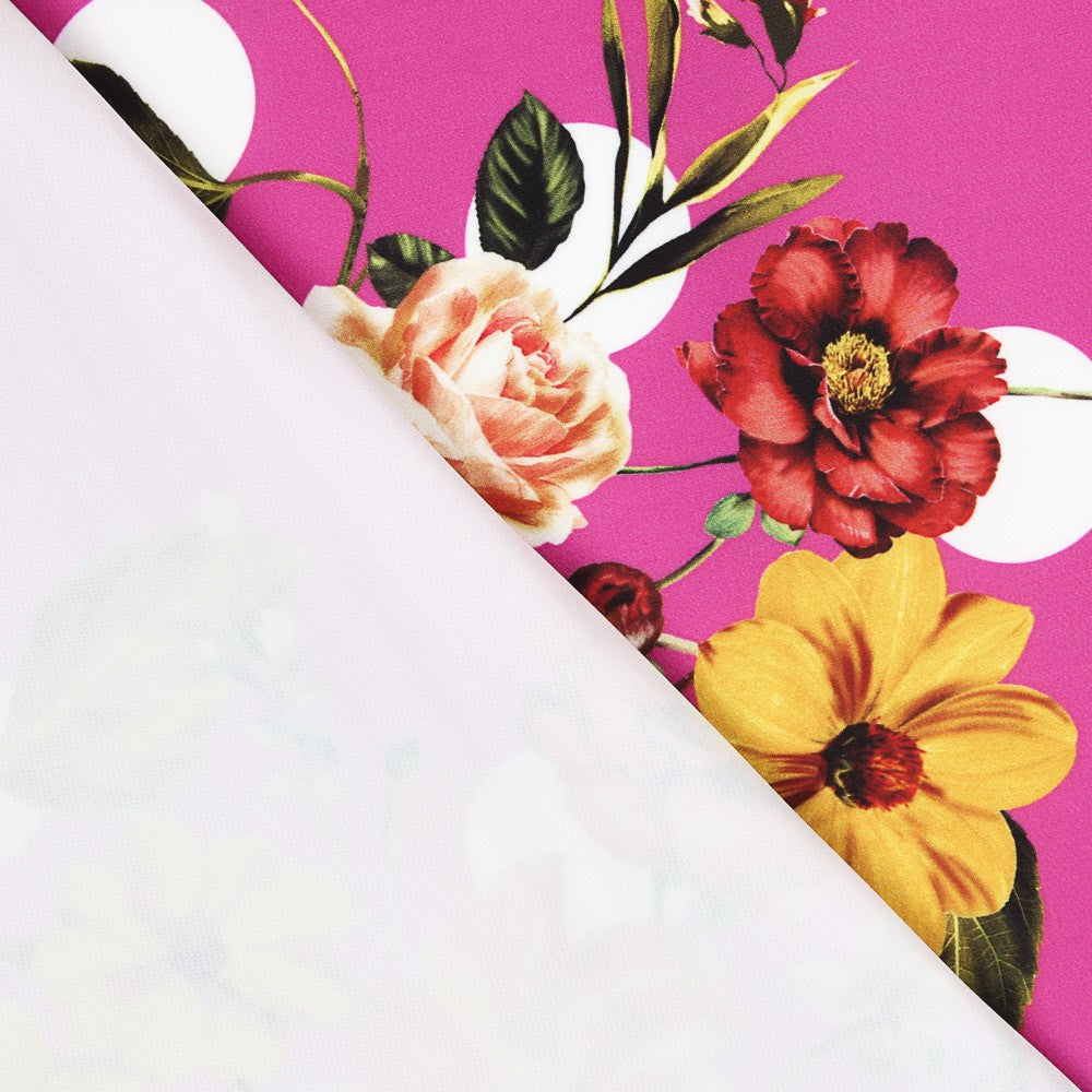 Sergé Stretch Fleurs y Pois  Rose - Ribes y Casals
