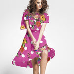 Sergé Stretch Fleurs y Pois  Rose - Ribes y Casals