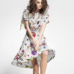 Sergé Stretch Fleuri Manille Écru - Ribes y Casals