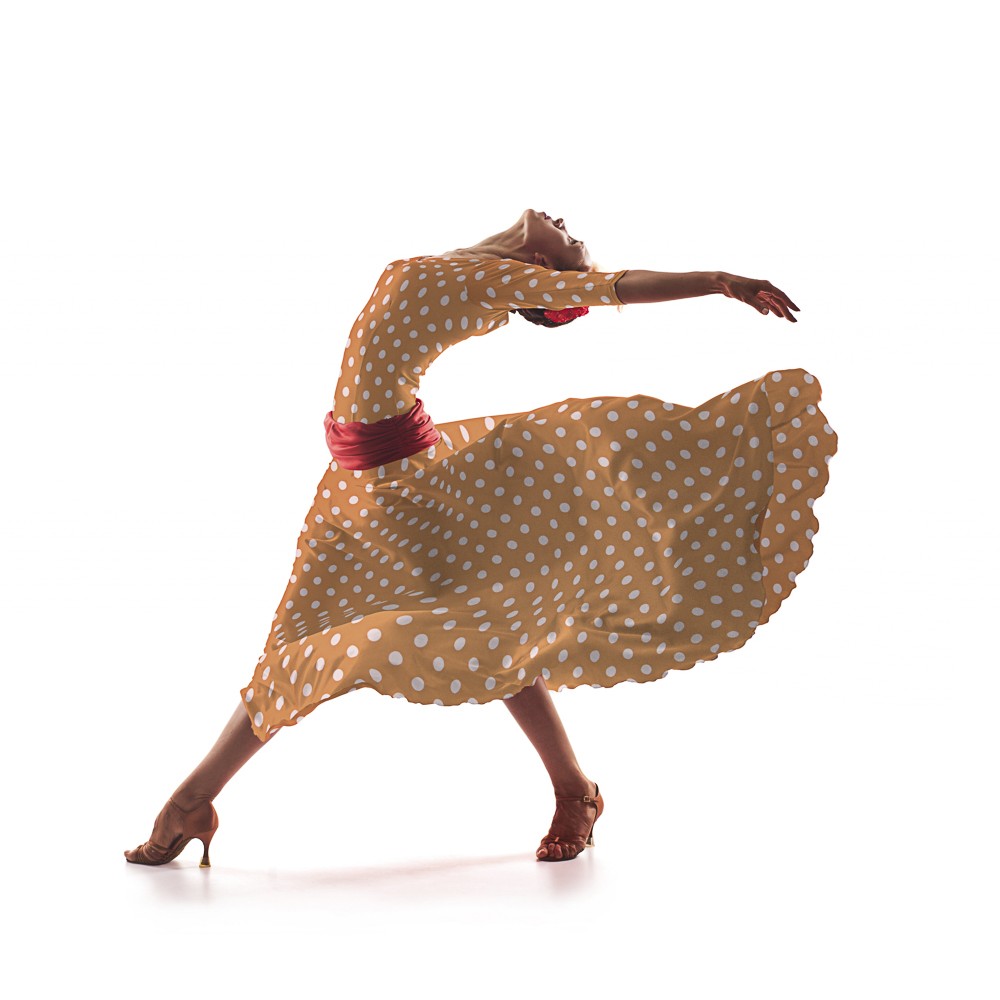 Sergé Élastique Pois mandarine - Ribes y Casals