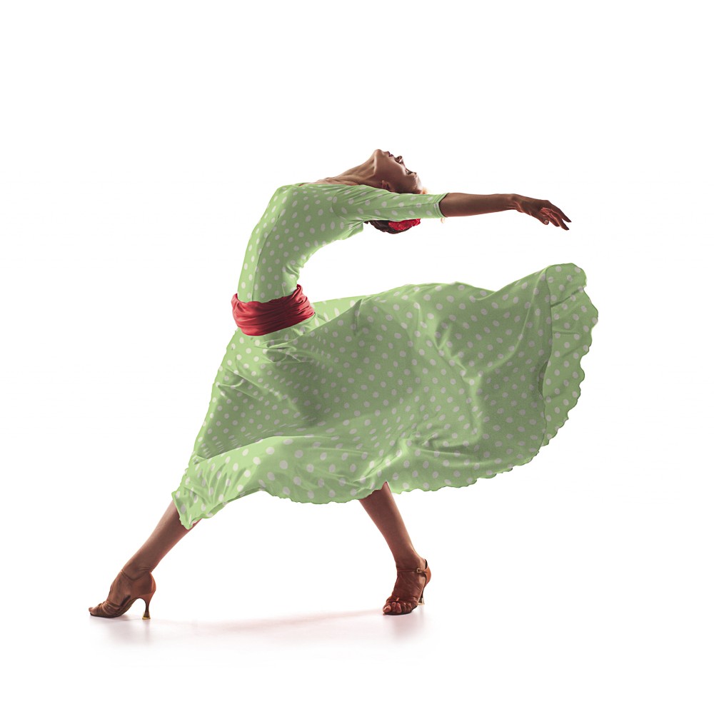 Twill Élastique Pois menthe - Ribes y Casals