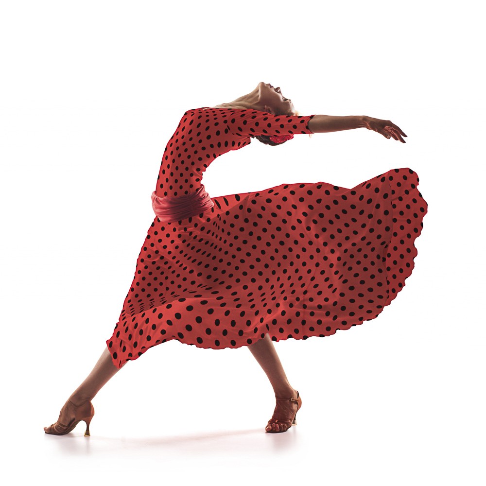 Sergé Élastique Corail Pois Noir - Ribes y Casals