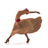 Sergé Élastique Pois Noir Mandarine - Ribes y Casals