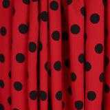 Sergé Élastique Pois Rouge Noir - Ribes y Casals