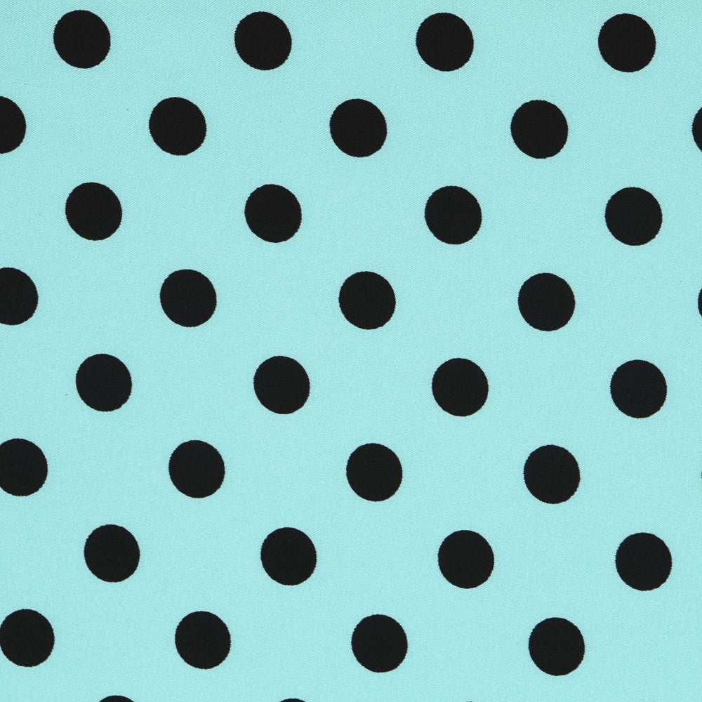 Twill Élastique Pois Noir Turquoise - Ribes y Casals