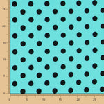 Twill Élastique Pois Noir Turquoise - Ribes y Casals