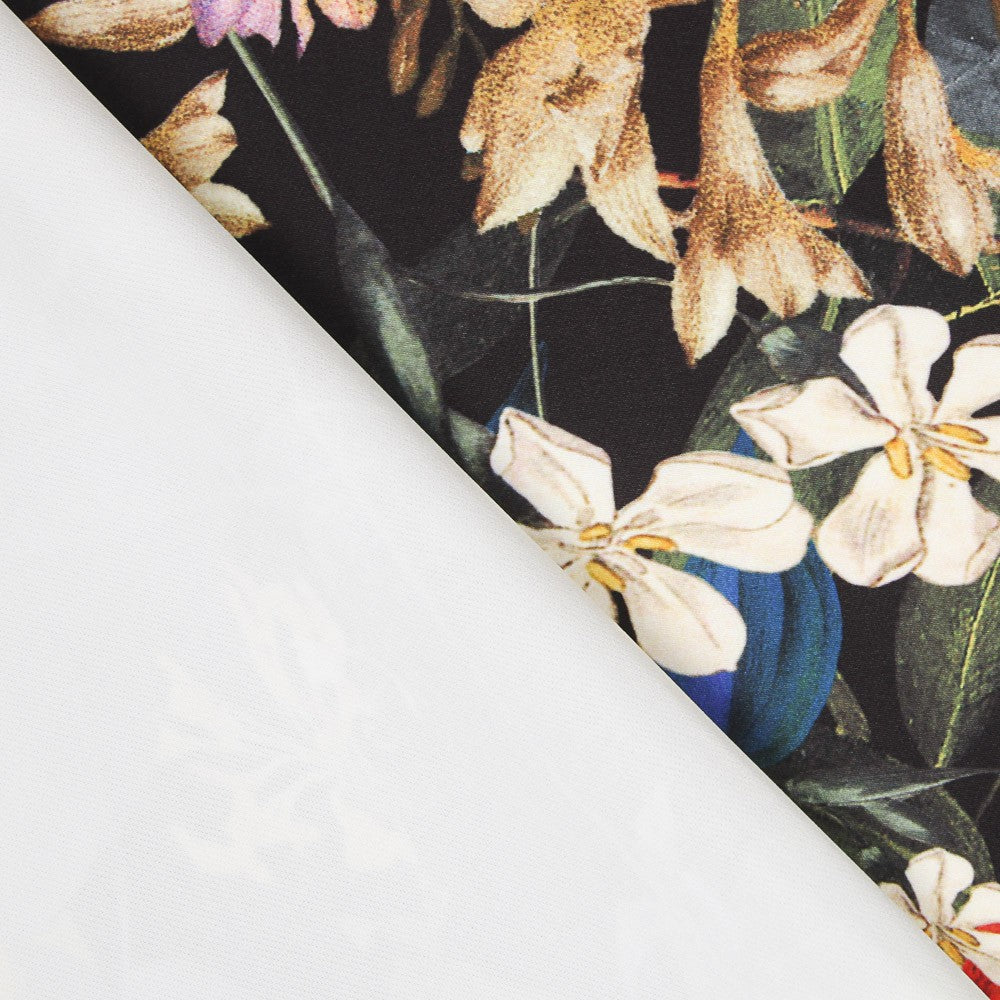 Sergé Stretch Fleurs Sauvages Noir - Ribes y Casals