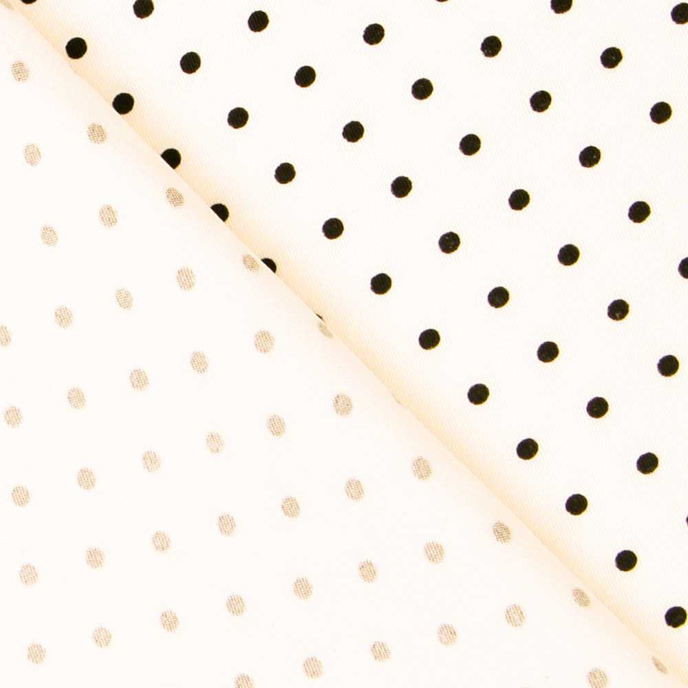 Sergé Stretch Pois Blanc 4mm - Ribes y Casals